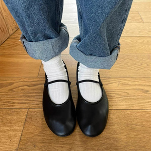 Zapatos <span class=keywords><strong>de</strong></span> <span class=keywords><strong>ballet</strong></span> personalizados para damas, Punta cerrada redonda, informales, <span class=keywords><strong>de</strong></span> cuero, Mary Jane, zapatos <span class=keywords><strong>de</strong></span> tacón bajo suaves para mujer, zapatos planos - Product Image 2