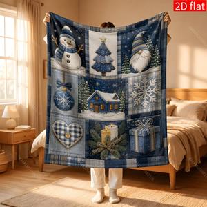 Assorted Print Christmas Citrus Flannel <b>Blanket</b> Throw <b>Blanket</b> Nap <b>Blanket</b> Holiday Decor Festive Fade Resistant Lightweight - Product Image 6