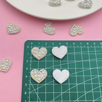 Vente en gros de strass AB 22x19mm à coudre ou à coller, décoration pour pinces à cheveux, accessoires vestimentaires, appliques en forme de cœur, patchs perlés