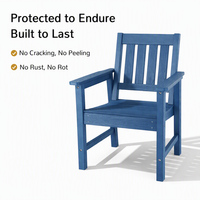 Chaise de jardin bleue résistante aux intempéries, chaise de salle à manger d'extérieur avec dossier incurvé pour jardin, véranda, piscine et terrasse