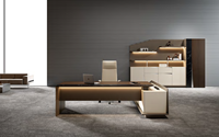 Bureau de direction de luxe en forme de L, style italien, en noyer, meubles de bureau, meubles de direction, meubles de bureau pour patron, KMJ