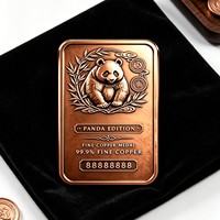 Barre de cuivre en relief de haute qualité, édition limitée, 1 kg, 99,9 % de cuivre pur, édition Panda, pour collection et cadeau souvenir