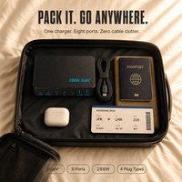 Chargeur de bureau USB-C GaN 288W 8-en-1 avec station de charge rapide PD 100W et câble rétractable pour ordinateur portable et tablette – Vente en gros