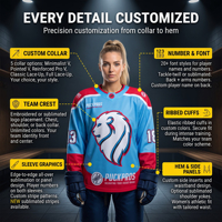Modern Süblimasyonlu Hokey Forması Özel Takım Adı %100 Polyester Nefes Alabilen Hızlı Kuruyan Genç Yetişkin Toptan OEM