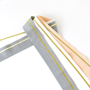 40mm Shinny vàng hoặc bạc dòng Foldover ban nhạc đàn hồi Ribbon với biểu tượng tùy chỉnh - Product Image 4