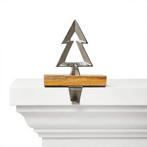 Árbol de Navidad Metálico con Base de Madera, Soporte Decorativo para Calcetines Navideños, Decoración de Mesa para el Hogar y Regalos - Product Image 1