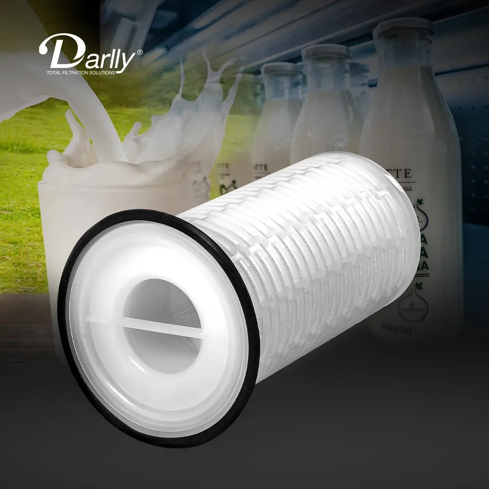 Darlly-cartuchos de filtro de alto flujo, 5 micras, bolsa plisada, tamaño 1 y 2, carcasas de bolsa