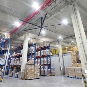 Ventilateurs de plafond industriels HVLS de taille industrielle 7,3 m, noir/gris argenté, avec pales et moteur en aluminium - Product Image 4
