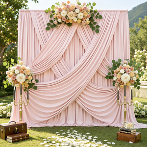 Rideaux de fond de scène en gros 1,5 m x 3,6 m, 2 panneaux, sans plis, pour décoration de fond photo de cérémonie de mariage - Product Image 1