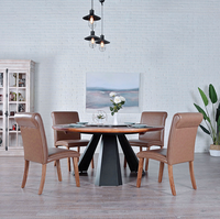 Meubles de Banquet de Restaurant d'hôtel de luxe, grande Table à manger ronde en bois avec centre rotatif