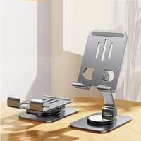 Support de téléphone métallique rotatif à 360 degrés, pliable, support de téléphone portable en aluminium pour iPad, support de tablette