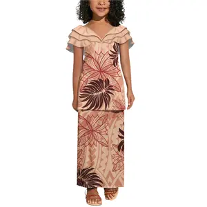 Hot Selling Kinderen Zomer Mouwloze Meisjes Jurken Aanpassen Tonga Polynesische Tribal Print Peuter Kids Jurk Voor Meisje