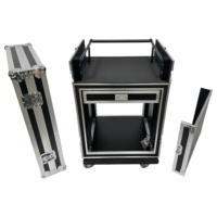 Caja de Rack para Mezclador de DJ 12U+4U Personalizada OEM/ODM, Soporte Antivibraciones para Amplificador, Estuche de Transporte de Madera con 3 Puertas y 4 Ruedas, Impermeable IP67