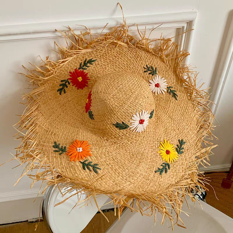 Chapeau de paille Rafi sept fleurs