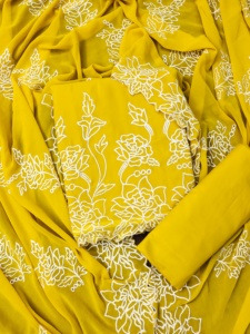 Conjunto de Salwar Kameez Tradicional de Georgette para Exportación Dhwaja (Parte Superior con Bordado FOUX JORJET Interior de 2.30m) Parte Inferior (Seda SANTON de 2.40m) - Product Image 2