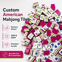 Nouveauté : Tuiles de Mahjong Américaines en Acrylique Stylisées 4 Couches, Style Pop-Art, pour Sessions de Jeu à Domicile – Stock Disponible