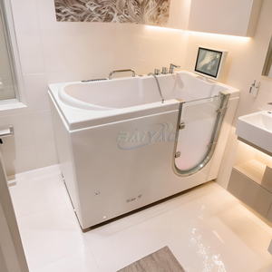 <span class=keywords><strong>Baignoire</strong></span> en acrylique avec fonction massage par remous <span class=keywords><strong>pour</strong></span> les personnes <span class=keywords><strong>à</strong></span> mobilité réduite, <span class=keywords><strong>porte</strong></span> de sécurité, barre d'appui, vidange facile, design écologique et confortable - Product Image 1