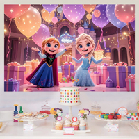 Özel 5 * Princess prenses Elsa tema arka planında doğum günü partisi süslemeleri dondurulmuş kale afişler ve arka planında