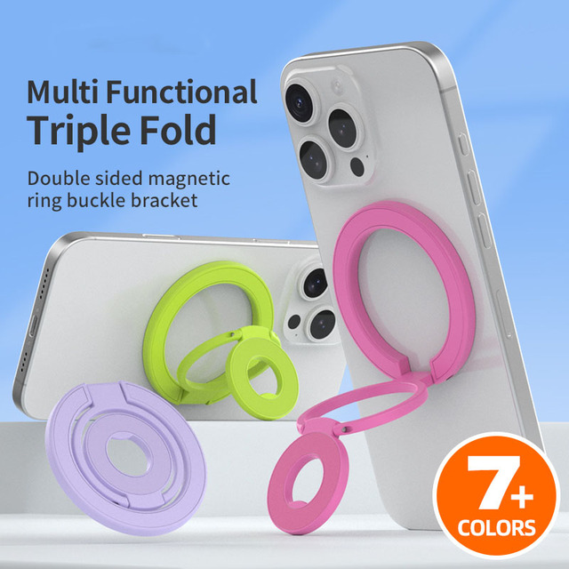 Foldable Double-Sided Magnetic Holder 360° Rotating Stand With Strong Magnet Finger Grip for iPhone 18/17/16/15/14/13