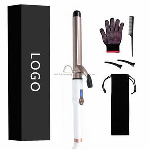 Ensemble de fer à friser en céramique titane de haute qualité avec <span class=keywords><strong>brosse</strong></span> <span class=keywords><strong>chauffante</strong></span> et logo pour le coiffage - Product Image 2