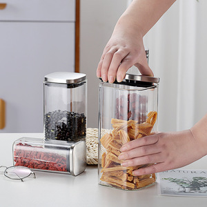 Contenedor de vidrio de borosilicato alto en especias de cocina de estilo rural grande, tarros de almacenamiento con tapas de acero inoxidable - Product Image 5