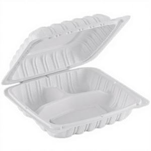 Contenants à emporter ProTakeOut 9x9, lot de 150, blancs, 3 compartiments, à fermeture à clapet, durables, compatibles micro-ondes, pour restaurants - Product Image 1