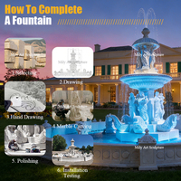 Fuente de Mármol Blanco Natural Grande MILY, Estilo San Miguel, Personalizada para Decoración de Jardín Exterior