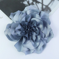 Bros Bunga Mawar Satin Tiga Dimensi Buatan Tangan 20 cm, Laris Manis, Cocok untuk Setelan Wanita, Fashionable
