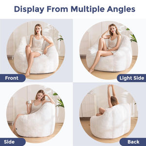 Beige Peluche Polyester Pas Cher Ergonomique Moelleux Haricots Chaise Doux Photographie Pouf Pouf Pouf Canapés avec <span class=keywords><strong>Mousse</strong></span> De Bonne Qualité - Product Image 3