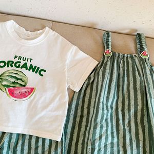儿童夏季衣服套装男童纯棉条纹T恤短裤2件套可爱女童背带裙兄弟姐妹装 - Product Image 6