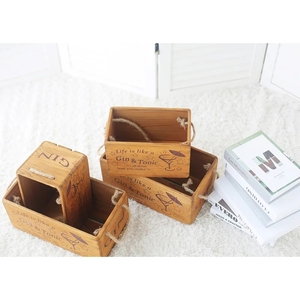JUNJI Mộc Mạc Khai Hoang Gỗ Crate Hộp Gỗ Cổ Điển Rượu Vang Lưu Trữ Crate Hộp Quà Tặng Trang Trí Nội Thất Gỗ Lồng Thùng Thảo Mộc - Product Image 3