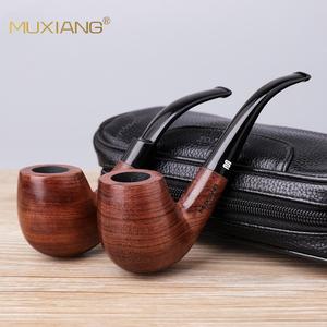 Muxiang Wooden Tobacco Pipe Bent Shape Acrylic Mouthpiece Handmade Smoking Pipe - Product Image 1