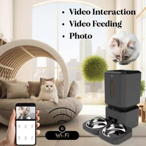 Comedero doble para mascotas con microchip, video e interacción en tiempo real para mascotas pequeñas de todas las edades - personalización disponible - Product Image 3