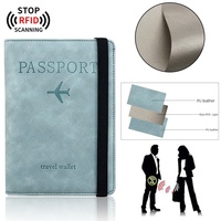 Housse de passeport anti-RFID 11x15CM en cuir PU doux au toucher, portefeuille de voyage multifonction, organiseur personnalisable, porte-passeport