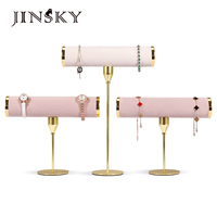Présentoir porte-bracelets et montres Jinsky en velours multicolore avec barre en T