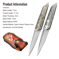 Couteau pliant en acier Bochen M390 avec manche en titane, couteau de poche coloré au laser, couteau tactique EDC pour l'extérieur avec étui en cuir de vache