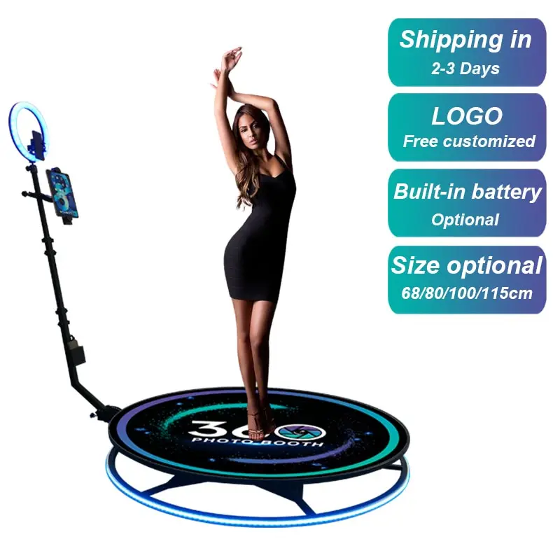 Dropshipping New 360 photobooth machine portable selfie platform spin 360 degree photo booth with rotating stand