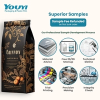 Bolsa de Café Personalizada YOUYI, con Fondo Plano, de Aluminio, con Válvula Unidireccional, Cierre y Ventana Transparente, Grado Alimenticio, Libre de BPA