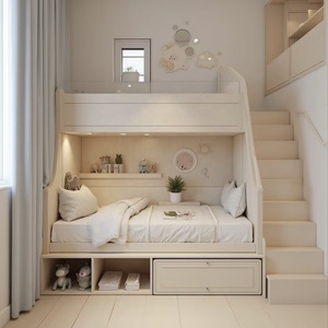 Letto a Castello per Bambini in Legno Massello su Misura con Scrivania, Arredamento Multifunzionale <span class=keywords><strong>Salvaspazio</strong></span> per Camera da Letto dei Bambini - Product Image 3