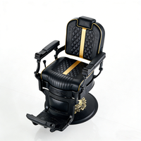 Fauteuil de Barbier Rétro de Luxe pour Hommes, Chaise de Coiffure et de Styling Réglable et Pivotante pour Salon de Coiffure