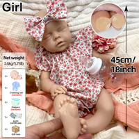 Muñeca Bebé Reborn de Silicona Suave, Realista, con Textura de Piel Real, 18 Pulgadas, Anatómicamente Correcta, Compañera para Niñas
