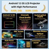 AUN U002 1920x1080P 970ANSI Android 12 Home Cinéma Projecteur Intelligent
