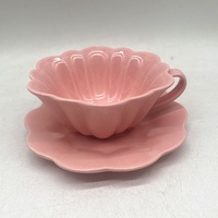 Tasse à café soucoupe en céramique design fleur pétale rose Ins logo personnalisé ensemble cadeau personnel pour les filles pour lait chaud eau boissons chaudes