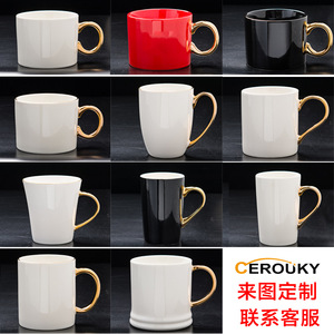 แก้วเซรามิกเซโรคกี้พร้อมหูจับสีทอง 300 มล. ชุดสำหรับกาแฟ ชา ของขวัญ - Product Image 4