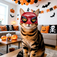 Masque de chat d'Halloween à motifs variés, jouet, maquillage, fête dansante, 25-28 cm de circonférence de tête, masque demi-visage en plastique, fournitures pour animaux de compagnie