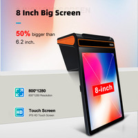 8 pulgadas todo en uno táctil Punto de Venta Android 12/13 Pos Terminal caja registradora Software 58/80mm impresora sistemas móviles Pos