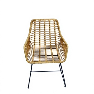 Nouvelle Chaise de Salle à Manger Minimaliste en Rotin PE - Siège de Terrasse Durable avec Cadre en Fer, Coussin Amovible et Tapis - Product Image 2