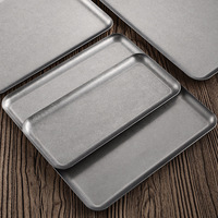 304 Retro Edelstahl Schneeflocke Silber Old Square Teller Tablett Steak Teller Kreative Restaurant Pose Dessert Teller