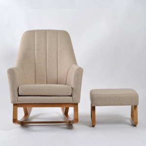 Fauteuil à bascule d'allaitement en bois pour chambre de bébé, canapé-lit avec base en bois - Product Image 2