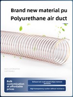 Tuyau d'aspiration industriel en polyuréthane (PU) renforcé de fil d'acier cuivré, pour copeaux de bois, transparent, pour le travail du bois
